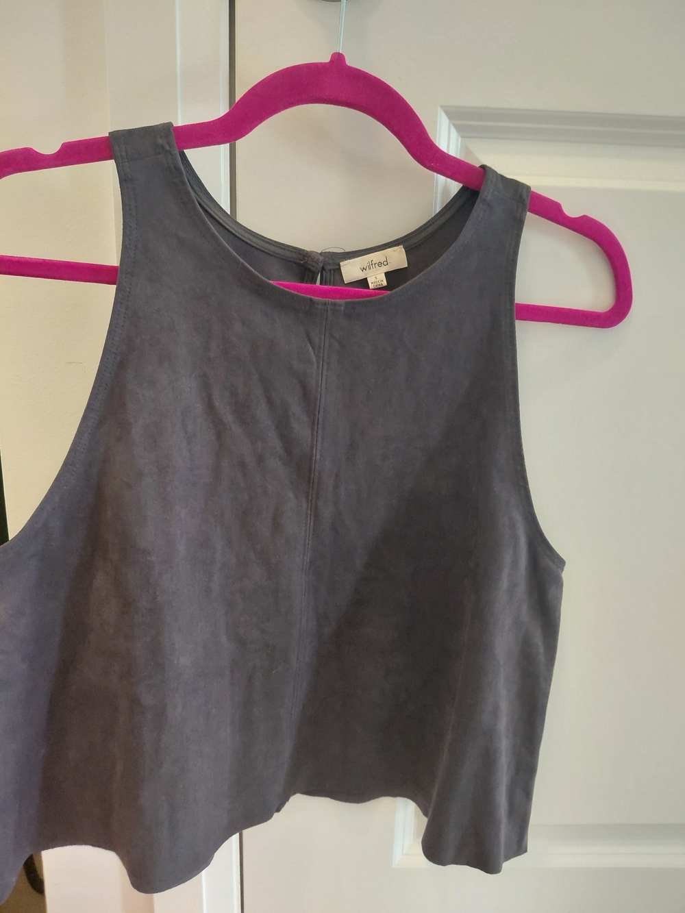 Wilfred Charcoal Gray Suede-Look Sleeveless Crop Top
